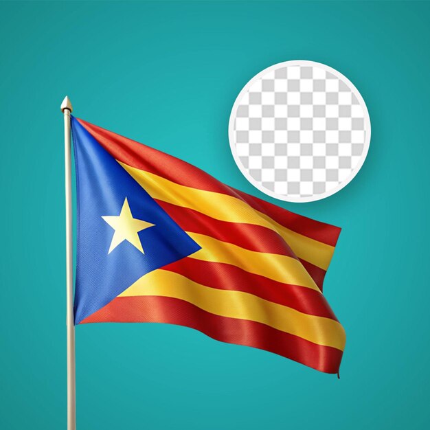 PSD la bandera de cataluña ondeando aislada sobre un fondo blanco transparente