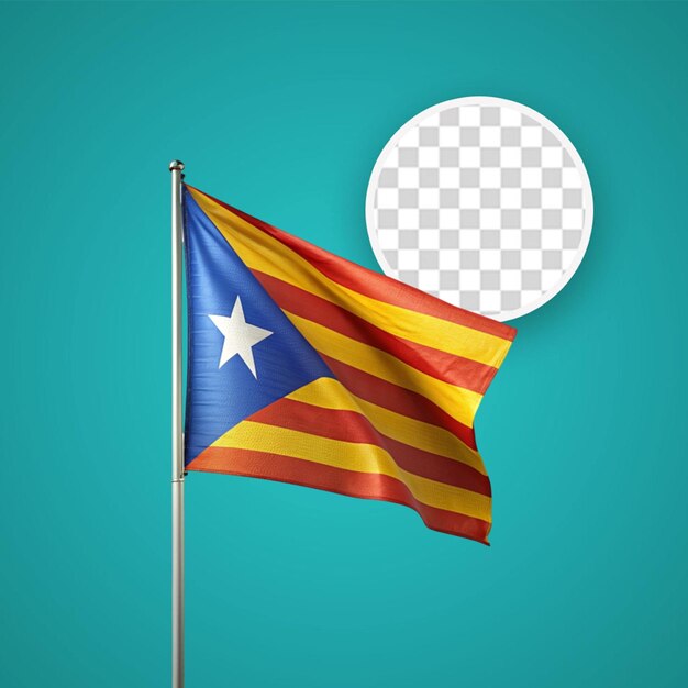 PSD la bandera de cataluña ondeando aislada sobre un fondo blanco transparente