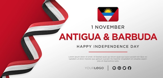 Bandera de celebración del día de la independencia nacional de Antigua y Barbuda, aniversario nacional