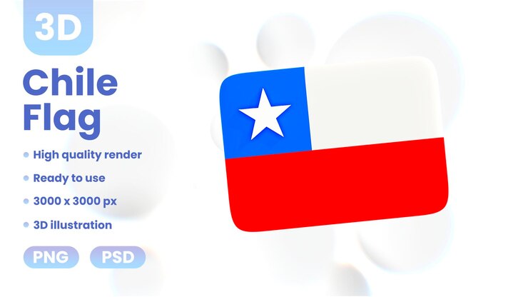 PSD bandera de chile en 3d