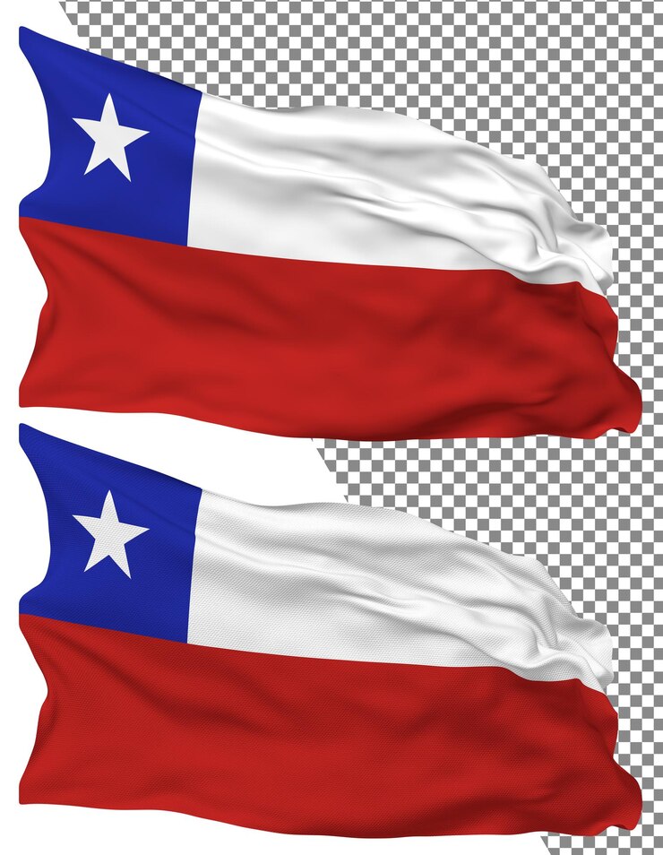 PSD la bandera de chile es una onda aislada, una textura plana y un fondo transparente.