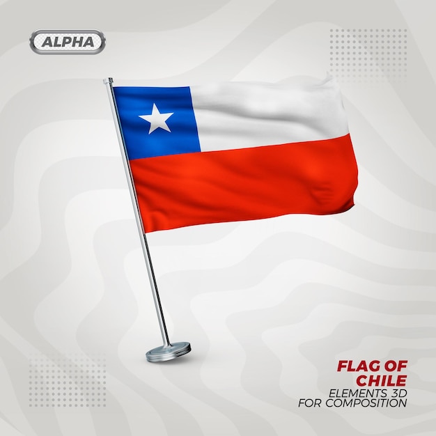 PSD bandera de chile con textura 3d realista