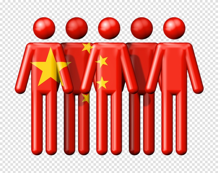 PSD bandera de china en figura de palo