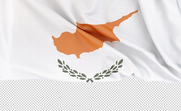 Bandera de Chipre aislada sobre fondo blanco con espacio de copia debajo de la representación 3D