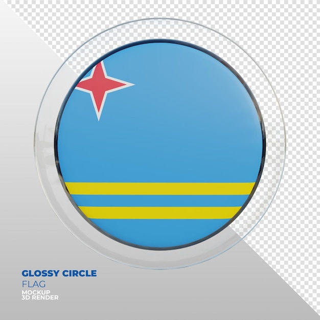 Bandera de círculo brillante con textura 3d realista de Aruba