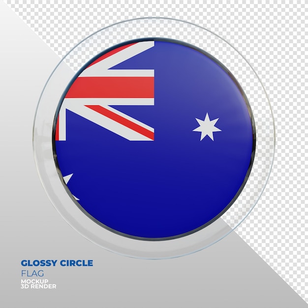 Bandera de círculo brillante con textura 3d realista de Australia
