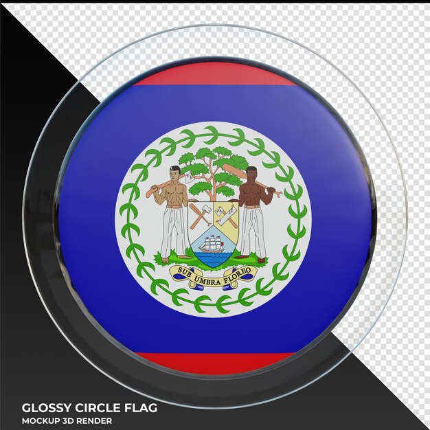 Bandera de círculo brillante con textura 3d realista de Belice