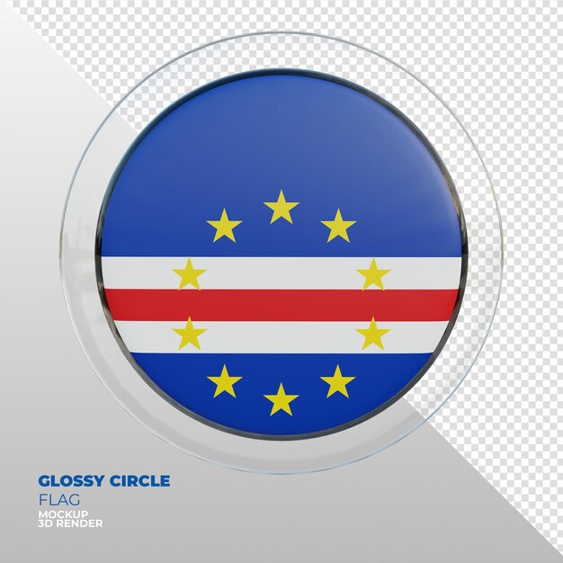 Bandera de círculo brillante con textura 3d realista de Cabo Verde