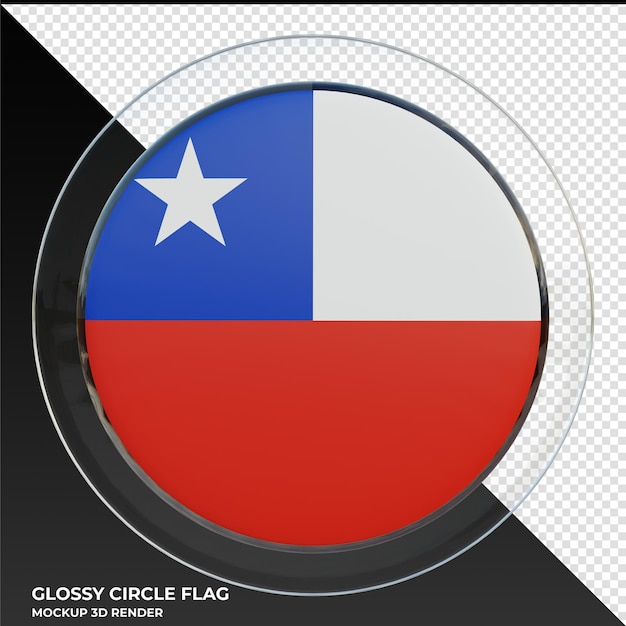 Bandera de círculo brillante con textura 3d realista de Chile
