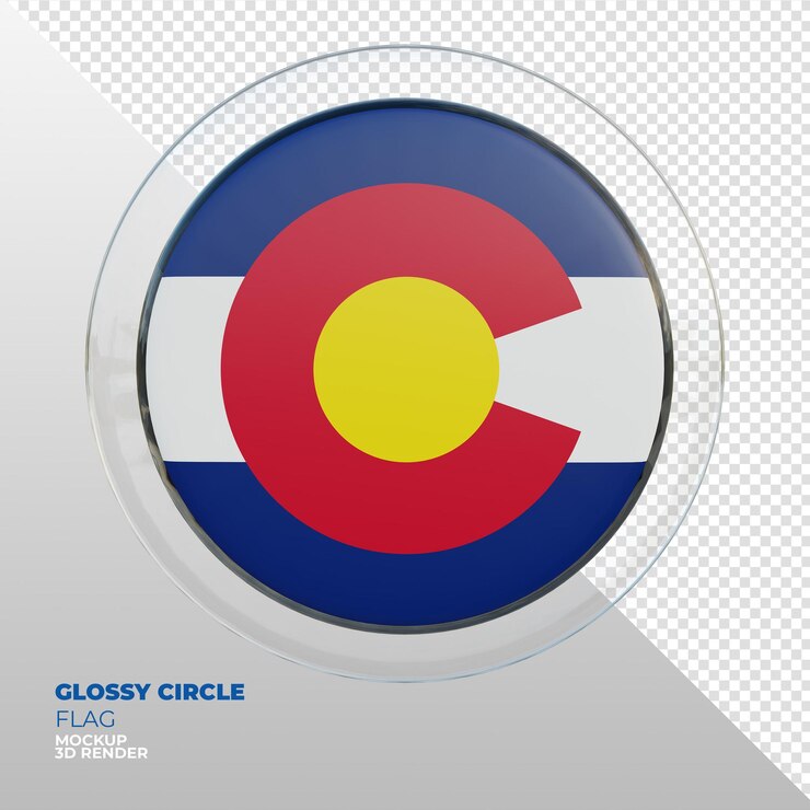 PSD bandera de círculo brillante con textura 3d realista de colorado