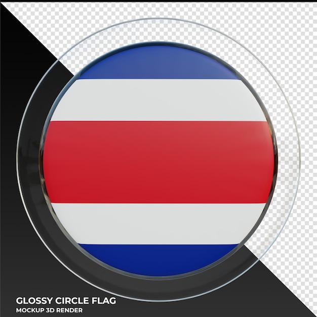 PSD bandera de círculo brillante con textura 3d realista de costa rica