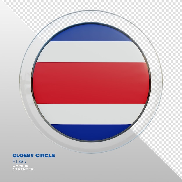 PSD bandera de círculo brillante con textura 3d realista de costa rica