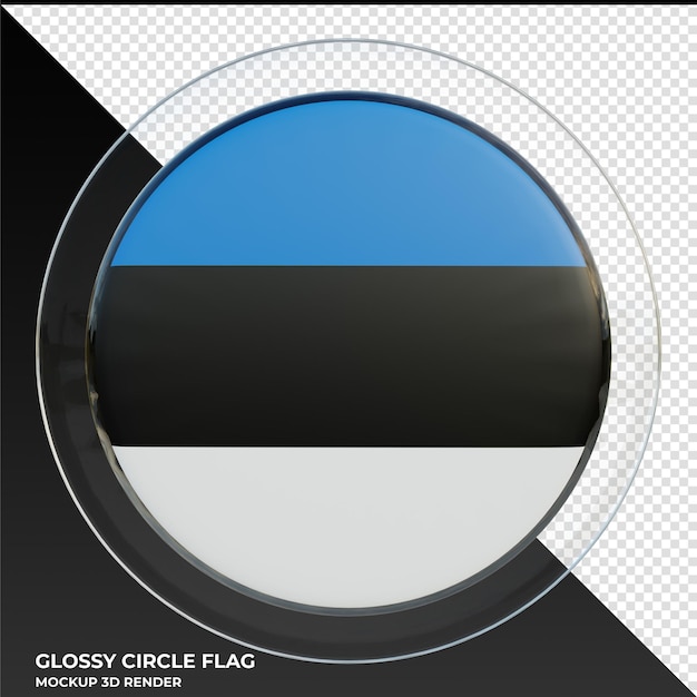 Bandera de círculo brillante con textura 3d realista de Estonia