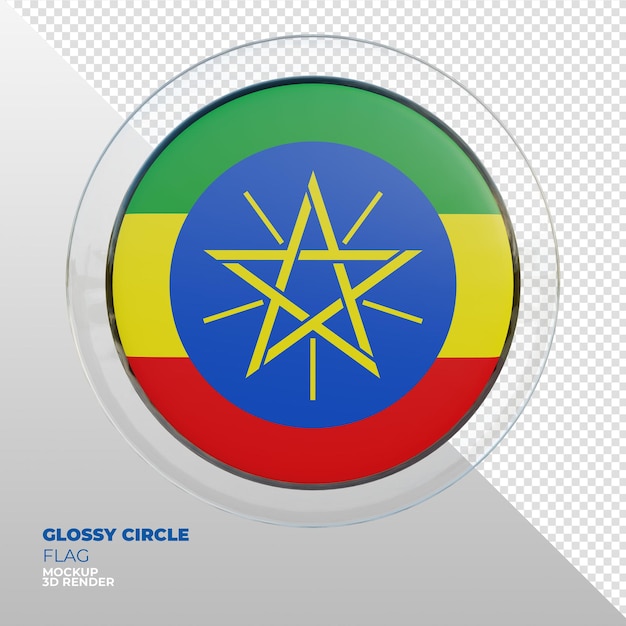 PSD bandera de círculo brillante con textura 3d realista de etiopía