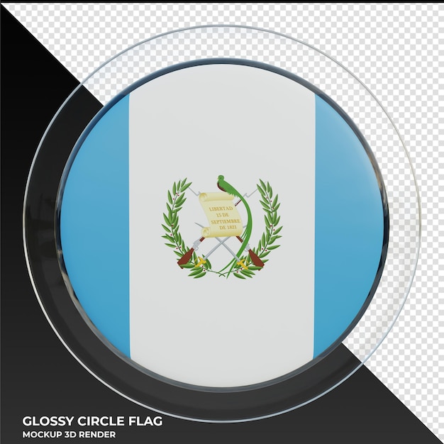 Bandera de círculo brillante con textura 3d realista de Guatemala