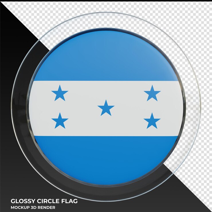 PSD bandera de círculo brillante con textura 3d realista de honduras