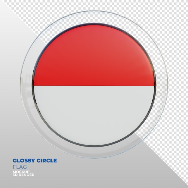PSD bandera de círculo brillante con textura 3d realista de indonesia