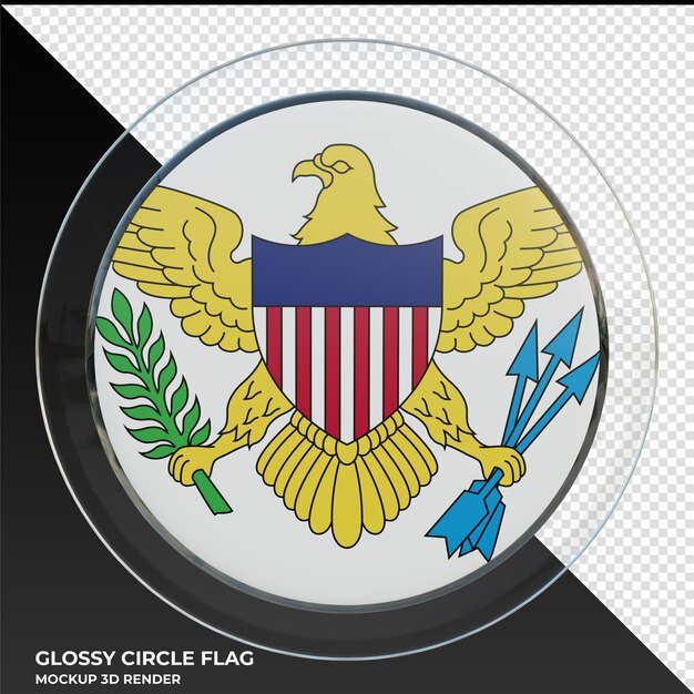 Bandera de círculo brillante con textura 3d realista de las islas vírgenes de los estados unidos