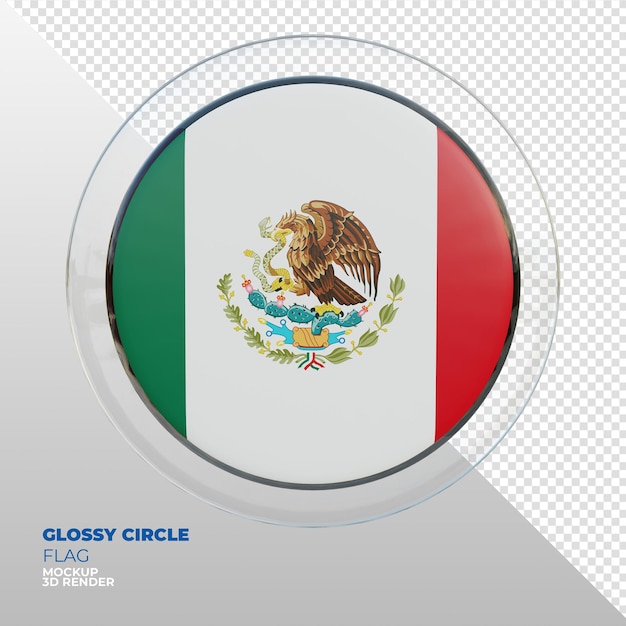 Bandera de círculo brillante con textura 3d realista de México