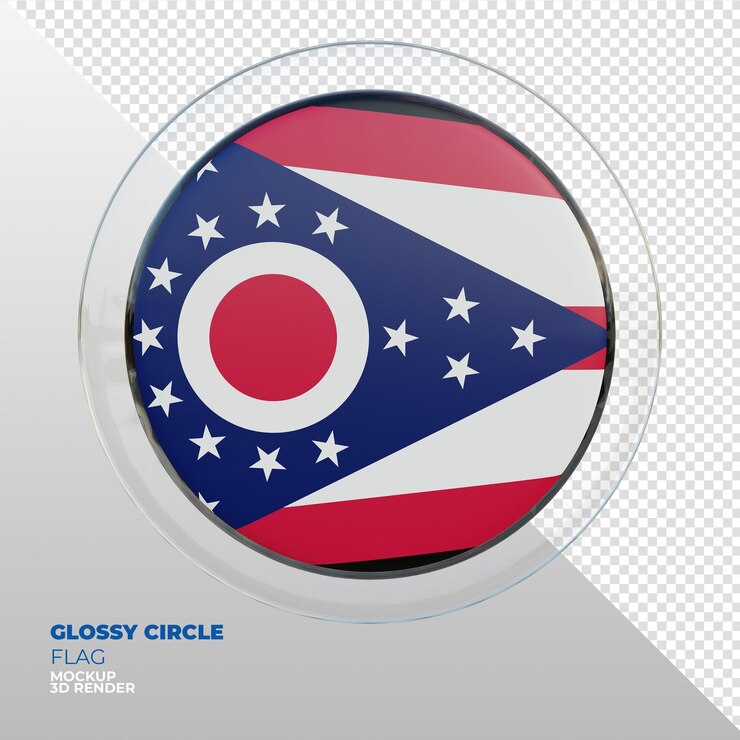 PSD bandera de círculo brillante con textura 3d realista de ohio