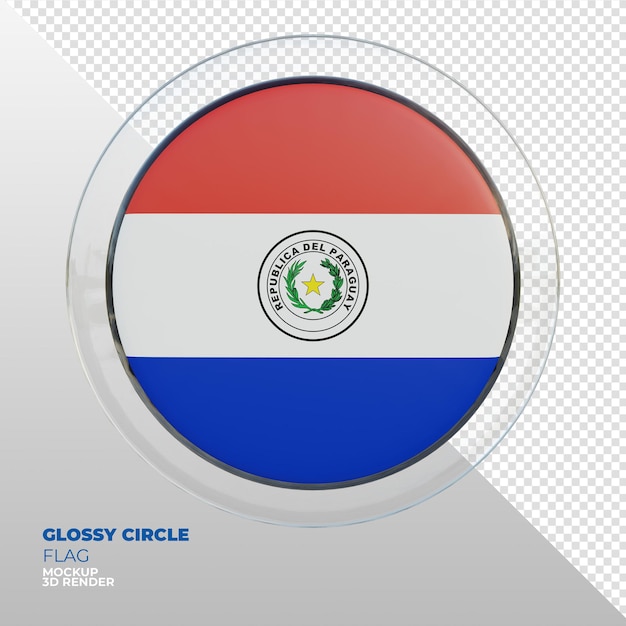 PSD bandera de círculo brillante con textura 3d realista de paraguay