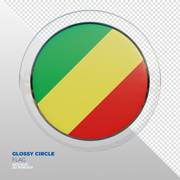 PSD bandera de círculo brillante con textura 3d realista de la república del congo