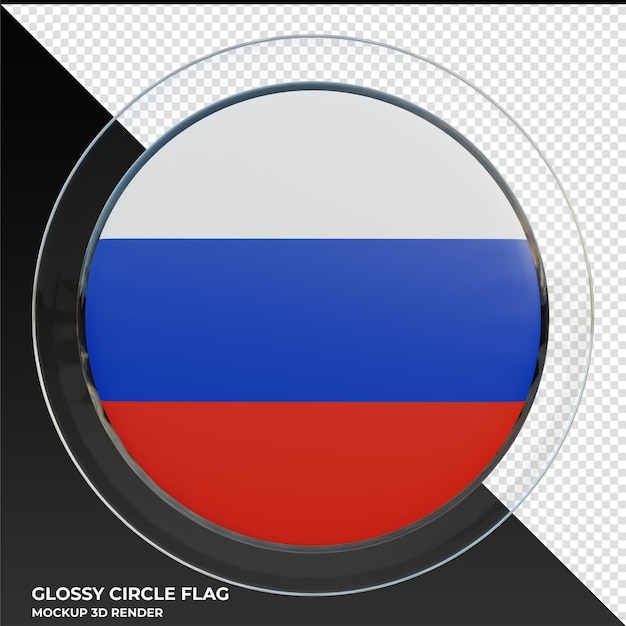 PSD bandera de círculo brillante con textura 3d realista de rusia