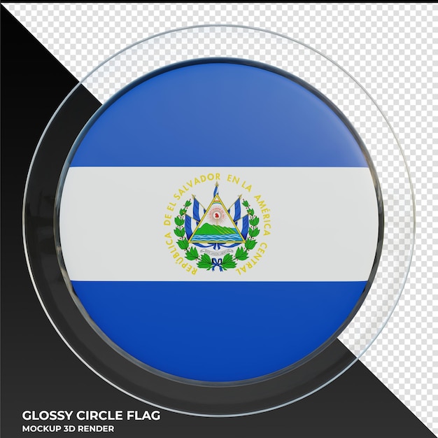 Bandera de círculo brillante con textura 3d realista de El Salvador