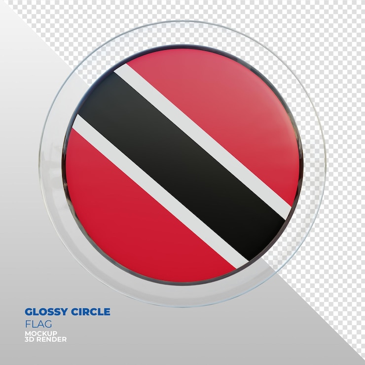PSD bandera de círculo brillante con textura 3d realista de trinidad y tobago