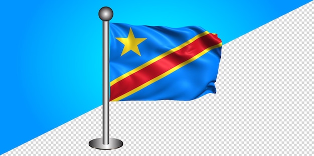 Bandera de congo 3d con fondo transparente