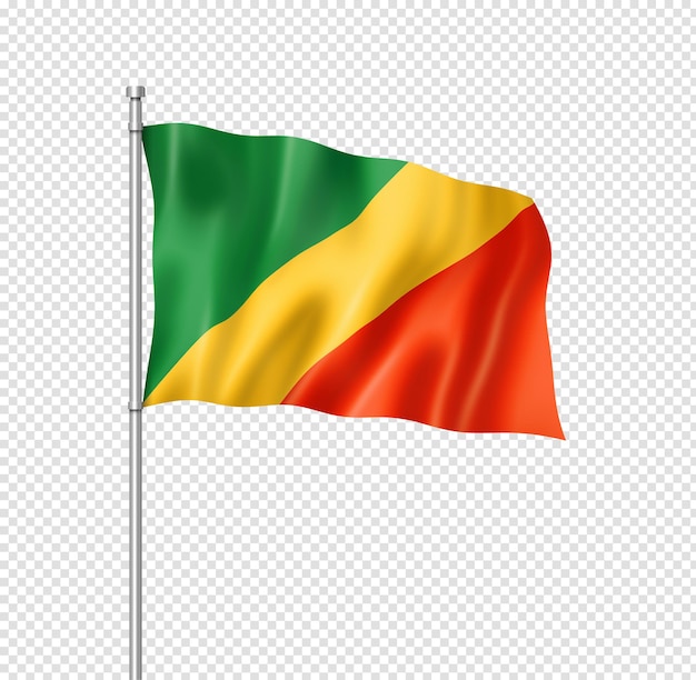 Bandera congoleña aislado en blanco