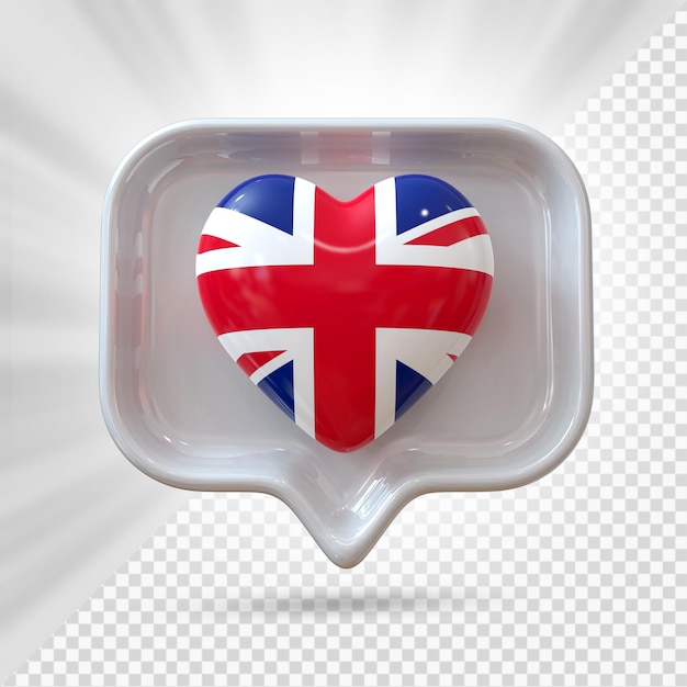 Bandera del corazón de Reino Unido 3d