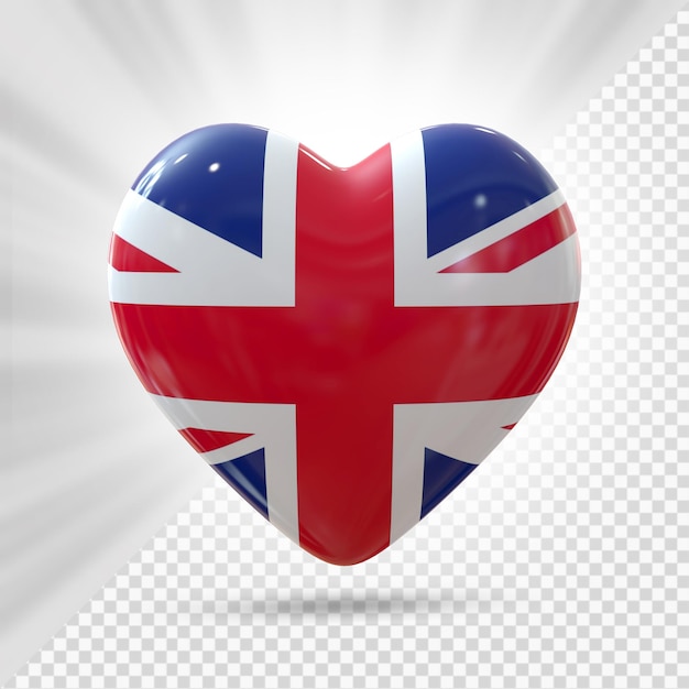 Bandera del corazón de Reino Unido 3d