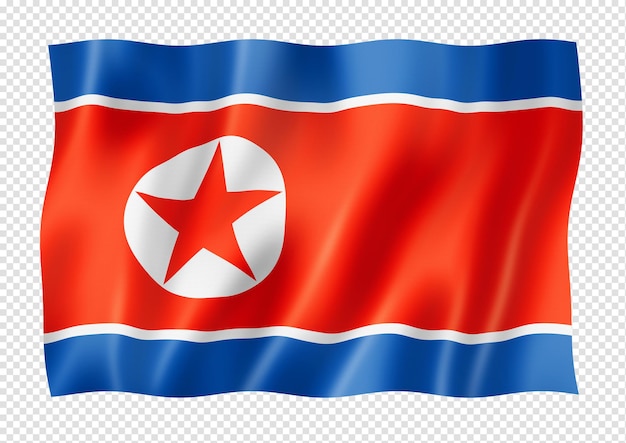 Bandera de Corea del Norte aislado en bandera blanca