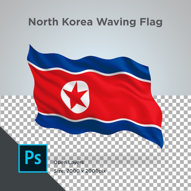 PSD bandera de corea del norte diseño de onda transparente