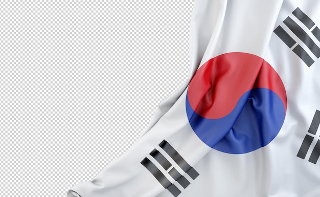 PSD bandera de corea del sur con espacio vacío a la izquierda renderización 3d aislada