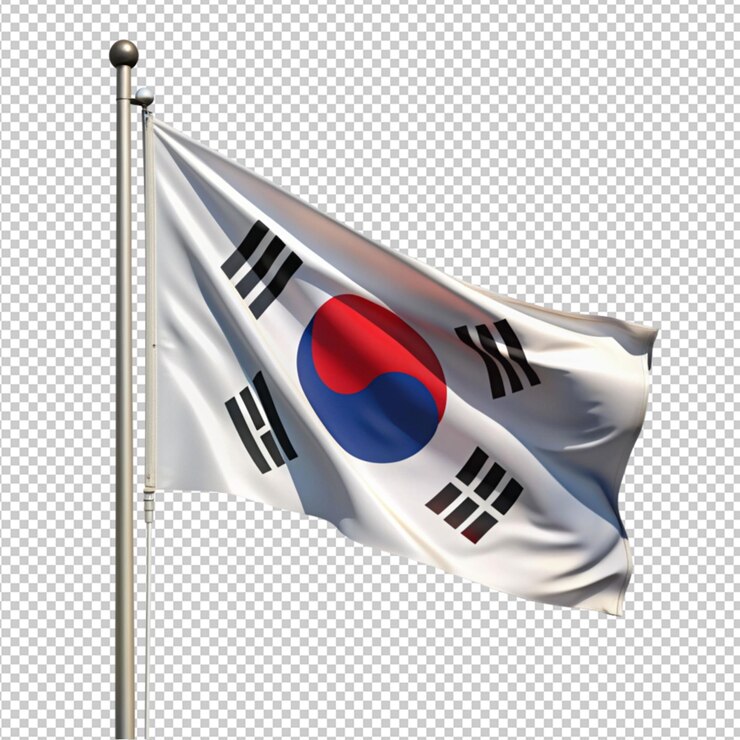 PSD bandera de corea del sur sobre un fondo transparente