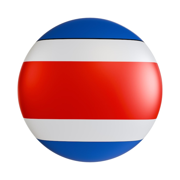 PSD la bandera de costa rica es un icono de círculo en 3d.