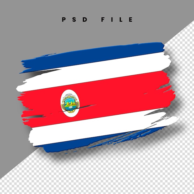 PSD bandera de costa rica en forma de pincelada con fondo transparente