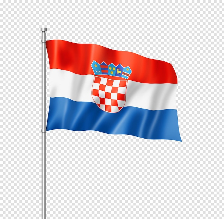 PSD bandera croata aislado en blanco