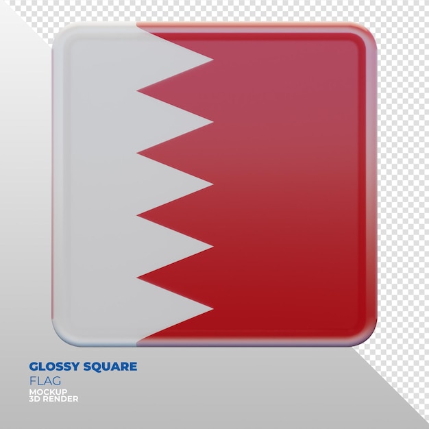 Bandera cuadrada brillante con textura 3d realista de Bahrein