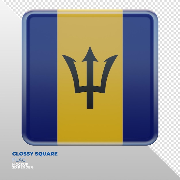 Bandera cuadrada brillante con textura 3d realista de Barbados
