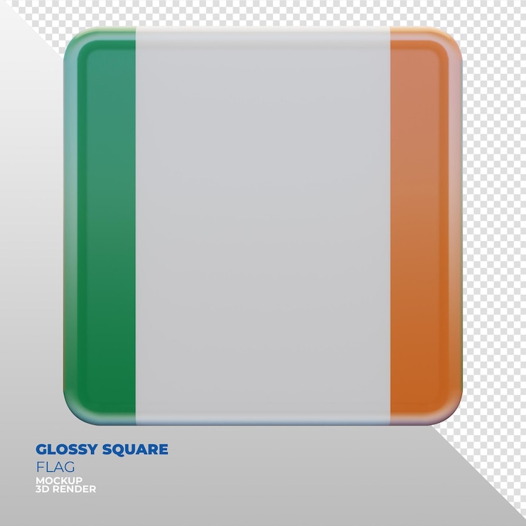 PSD bandera cuadrada brillante con textura 3d realista de irlanda