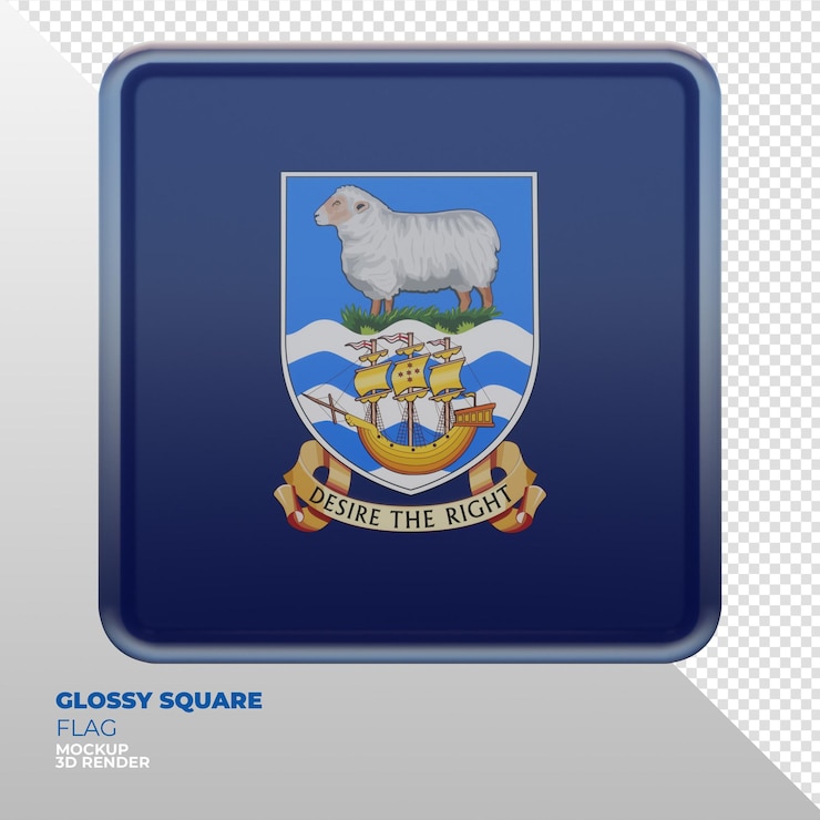PSD bandera cuadrada brillante con textura 3d realista de las islas malvinas
