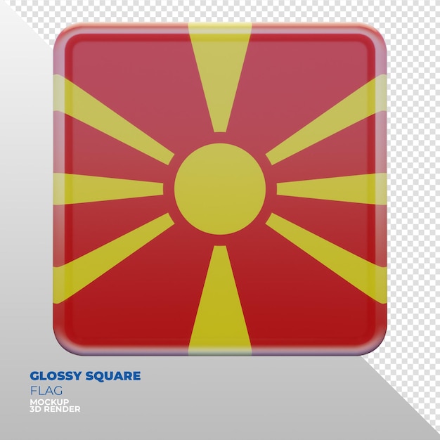 PSD bandera cuadrada brillante con textura 3d realista de macedonia del norte