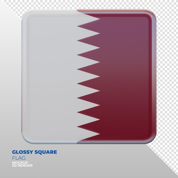 Bandera cuadrada brillante con textura 3d realista de Qatar