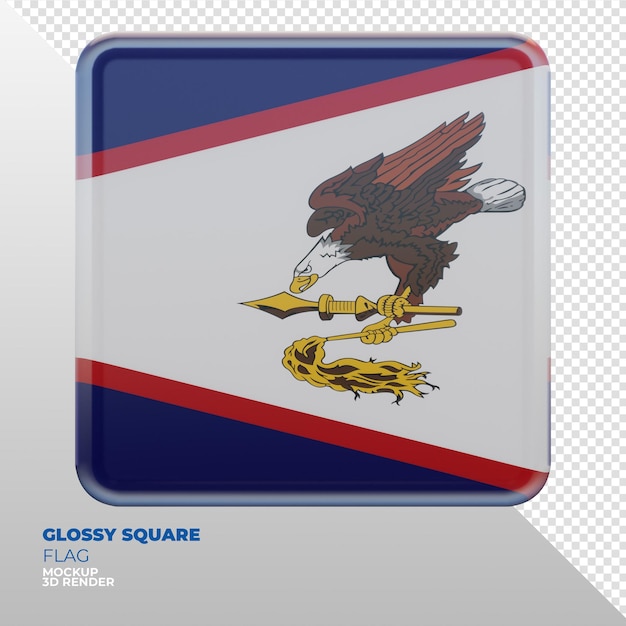 Bandera cuadrada brillante con textura 3d realista de Samoa Americana
