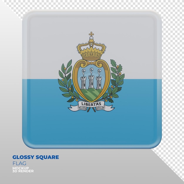 PSD bandera cuadrada brillante con textura 3d realista de san marino