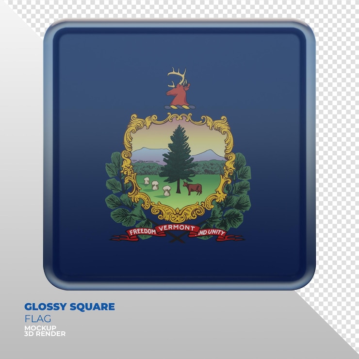PSD bandera cuadrada brillante con textura 3d realista de vermont