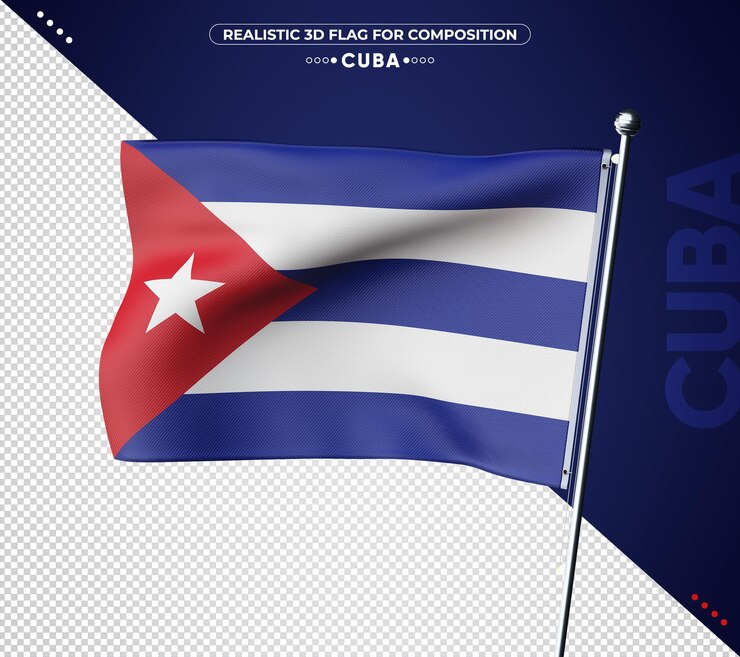 PSD bandera de cuba 3d con textura realista